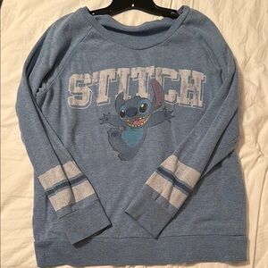Disney Stitch Long Sleeve Sweatshirt- Blue Graphic Pullover